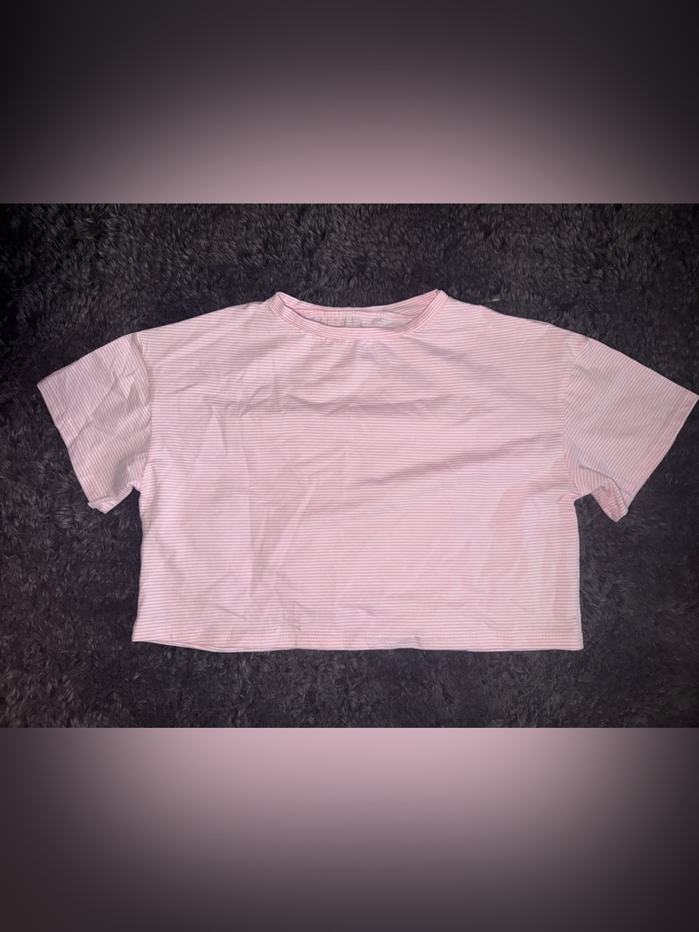 Pink Stripe Cropped Tee - Unbranded